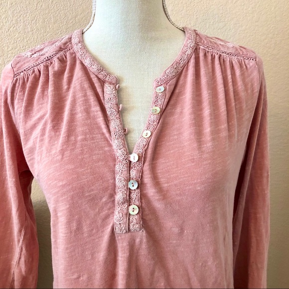 Lucky Brand Dusty Pink long sleeve tunic top - Picture 3 of 6